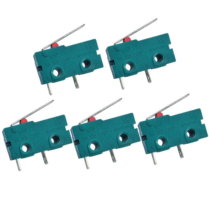 YEGAFE 5Pcs KW4-3Z-3 Micro Switch COM and NO 2 Pins with Lever Normally Open - Image 1